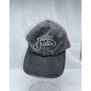 Justin Snapback Trucker Hat Ball Cap Black Mesh Back Embroidered NEW